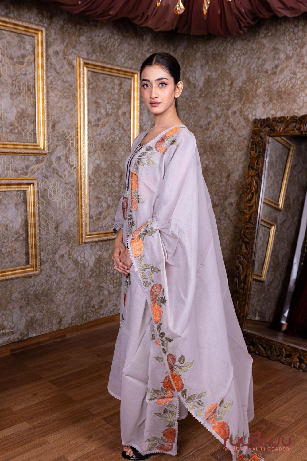 Pure Chanderi Ladies Suit with Premium Embroidery.