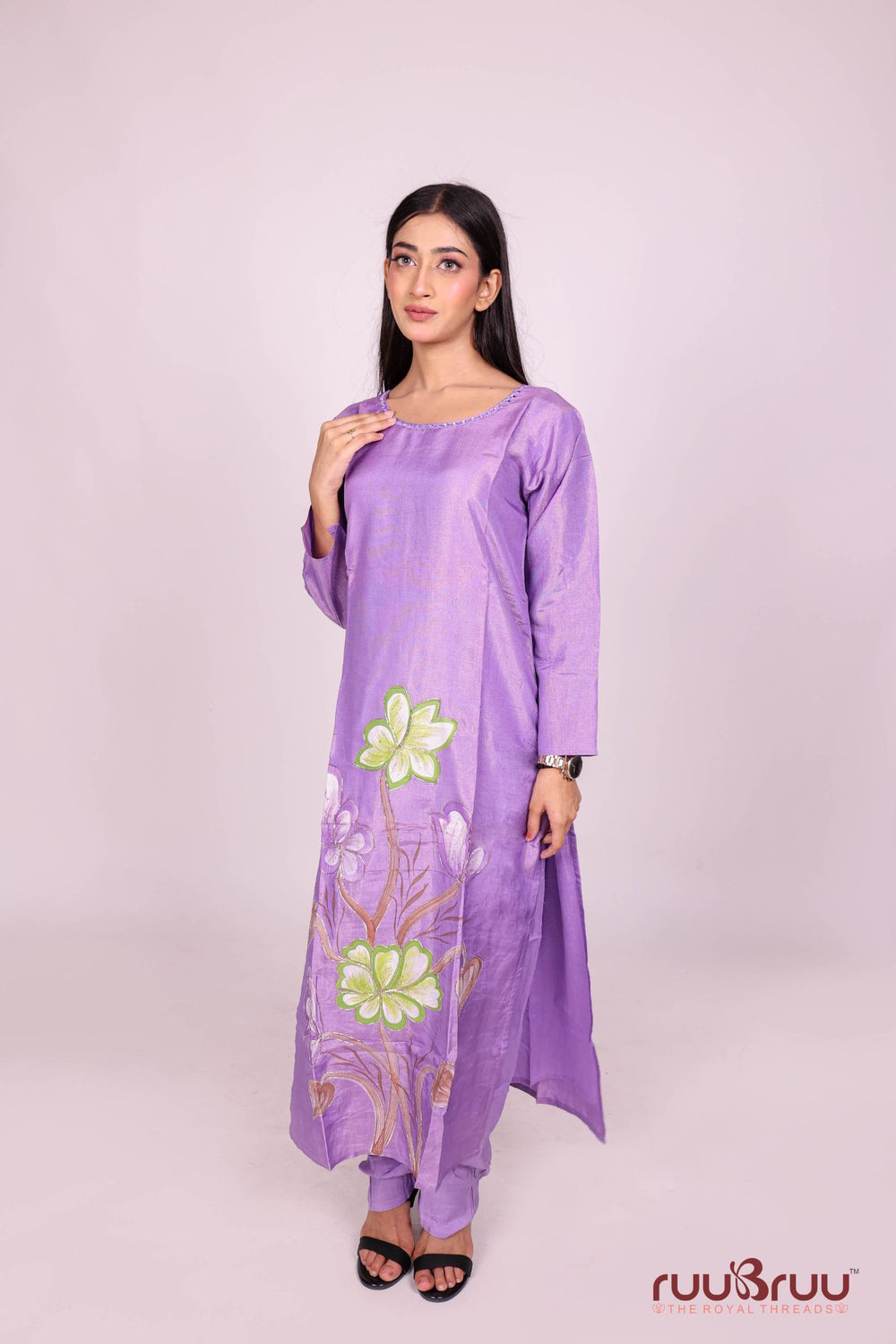 Pure Silk Shimmer Ladies Suit with Premium Zari Embroidery Work.