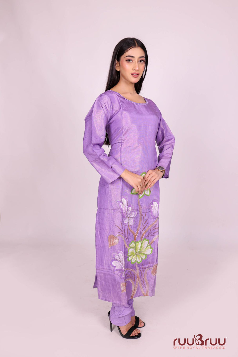 Pure Silk Shimmer Ladies Suit with Premium Zari Embroidery Work.