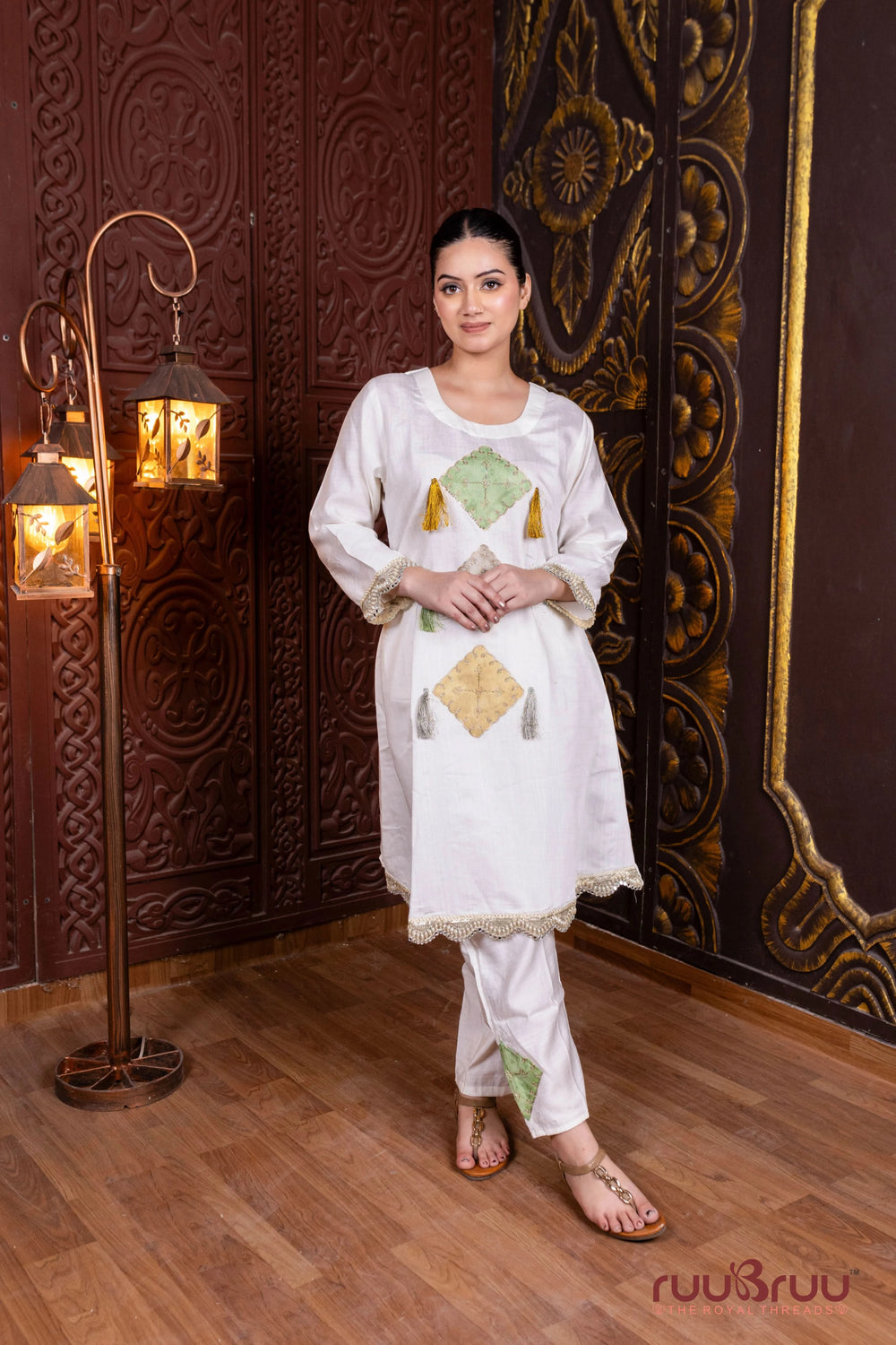Premium Cotton Designer Cord Set with Patch Embroidery.