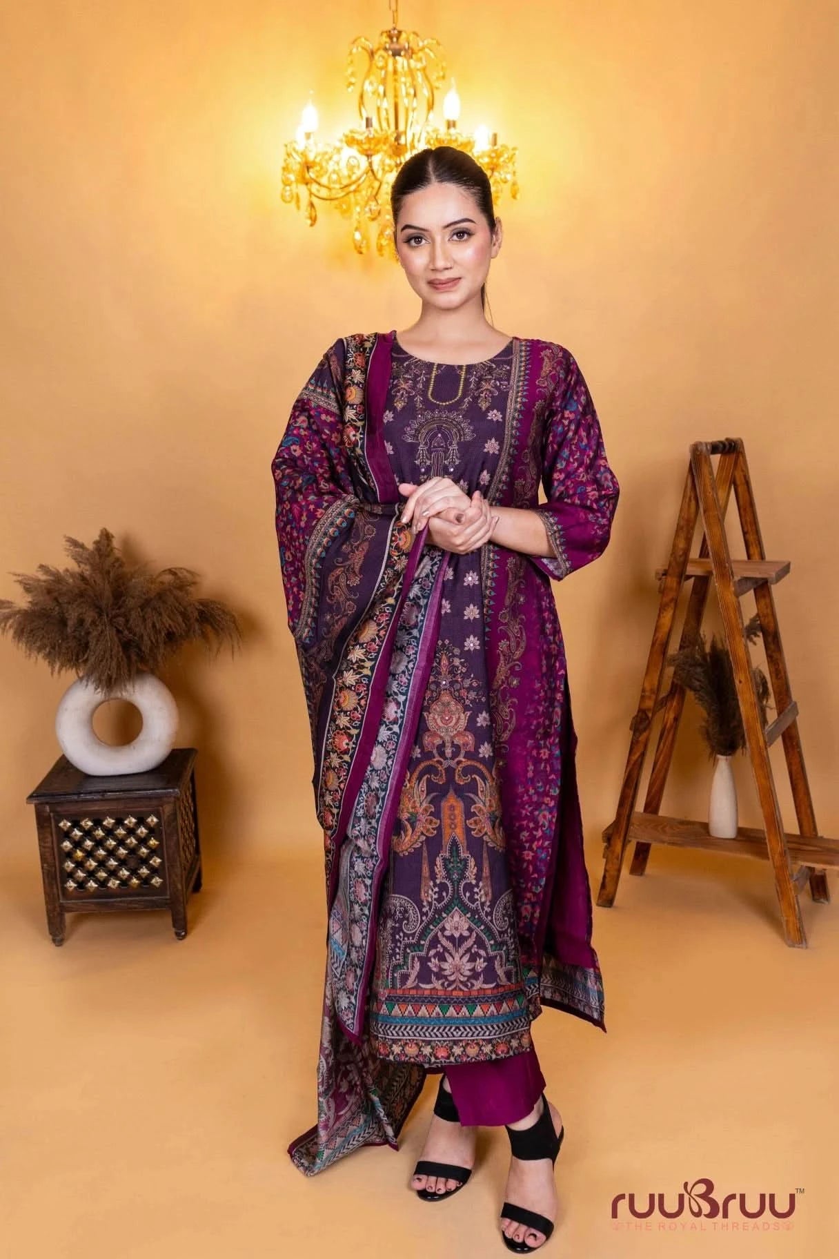 Roman Silk Ladies Suit with Digital Print.