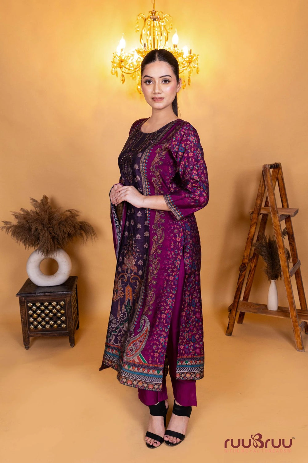 Roman Silk Ladies Suit with Digital Print.