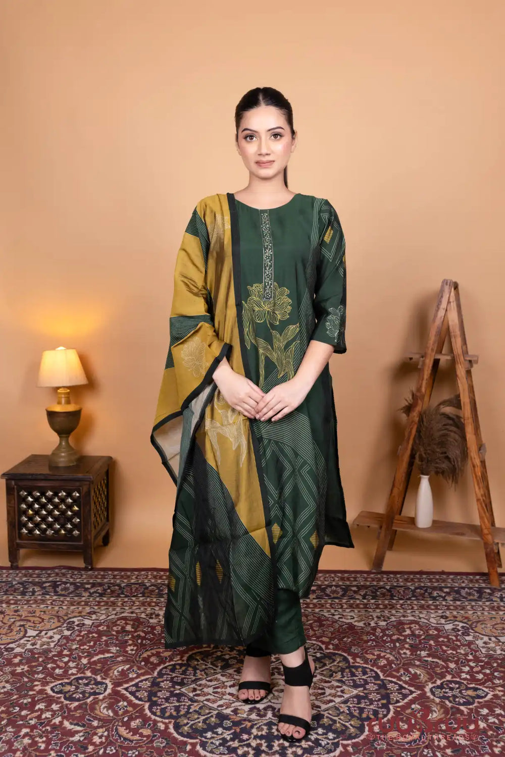 Roman Silk Ladies Suit with Digital Print.