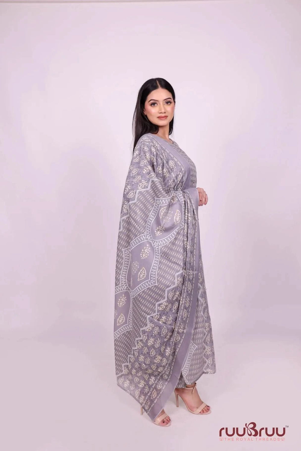 Cambric Cotton Ladies Suit with Embroidery on Neck.