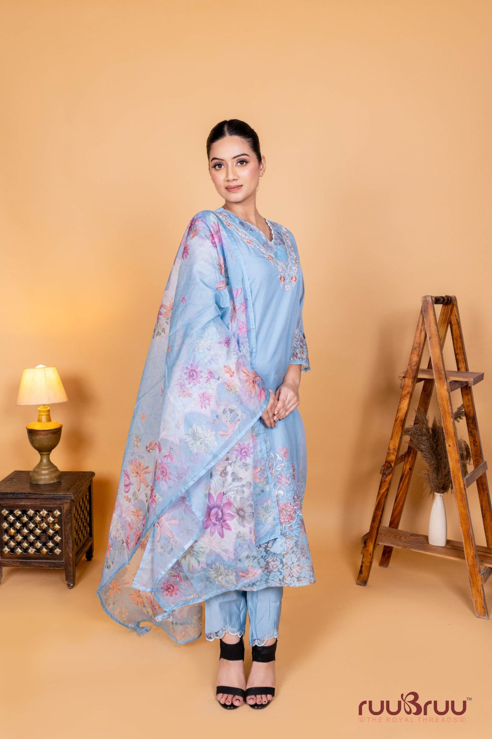 Premium Organza Silk Ladies Suit with Handwork & Embroidery.