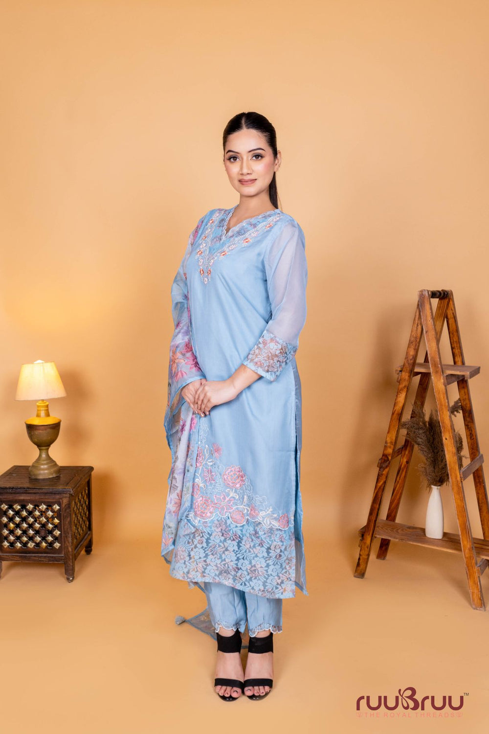Premium Organza Silk Ladies Suit with Handwork & Embroidery.