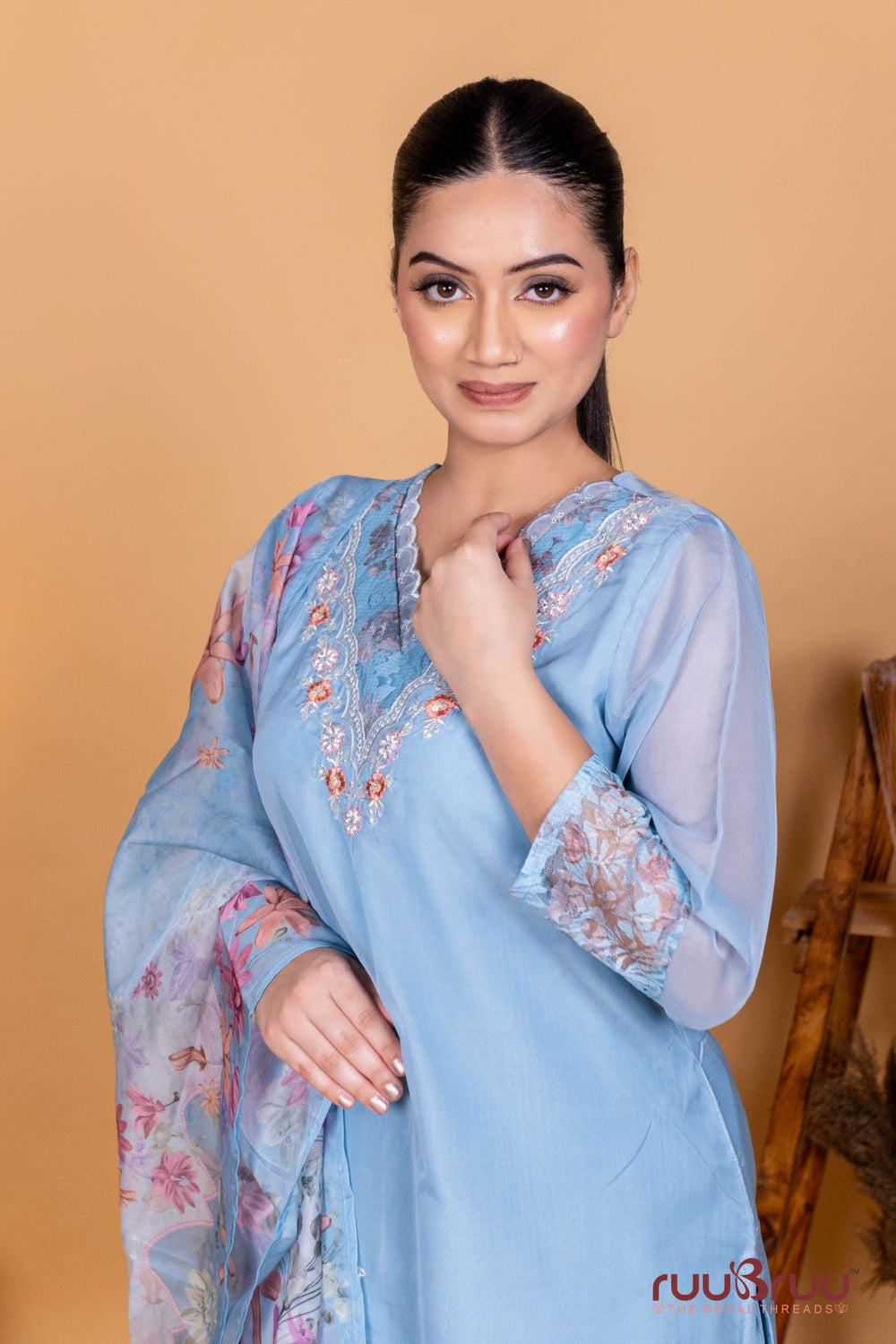 Premium Organza Silk Ladies Suit with Handwork & Embroidery.