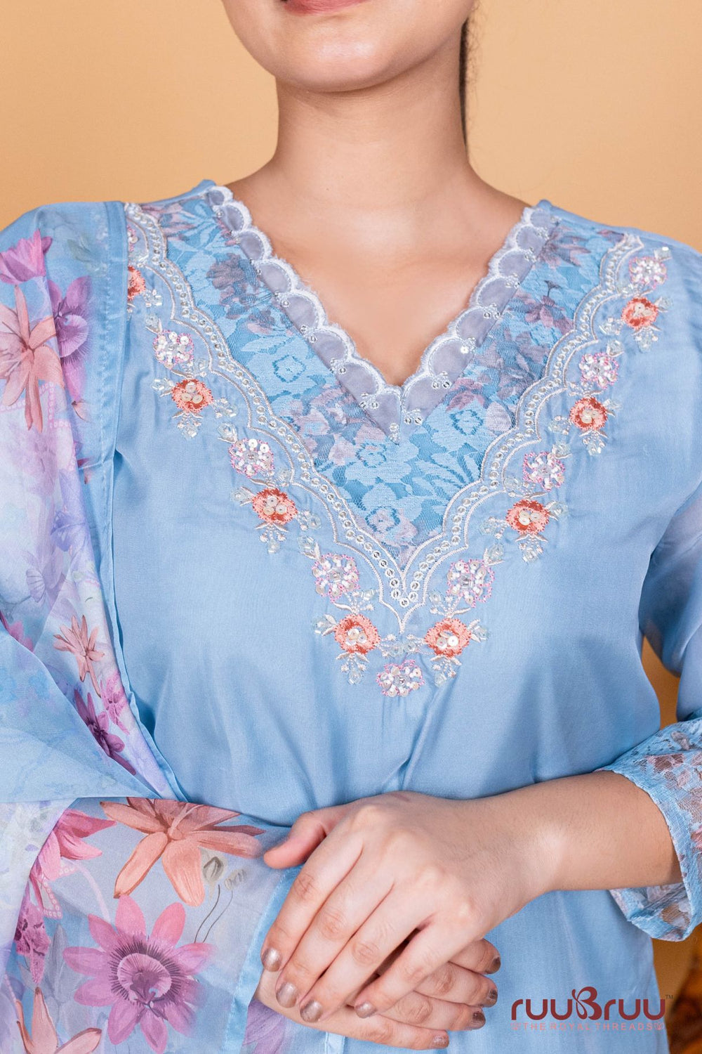 Premium Organza Silk Ladies Suit with Handwork & Embroidery.