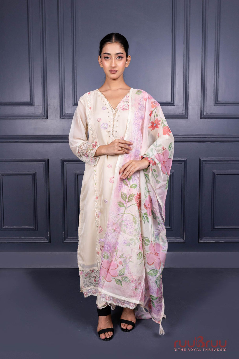 Premium Organza Silk Ladies Suit with Handwork & Embroidery.