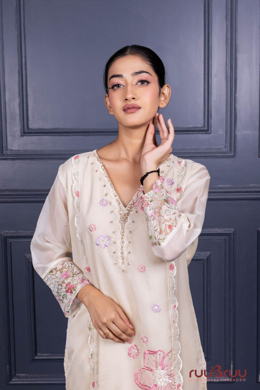 Premium Organza Silk Ladies Suit with Handwork & Embroidery.