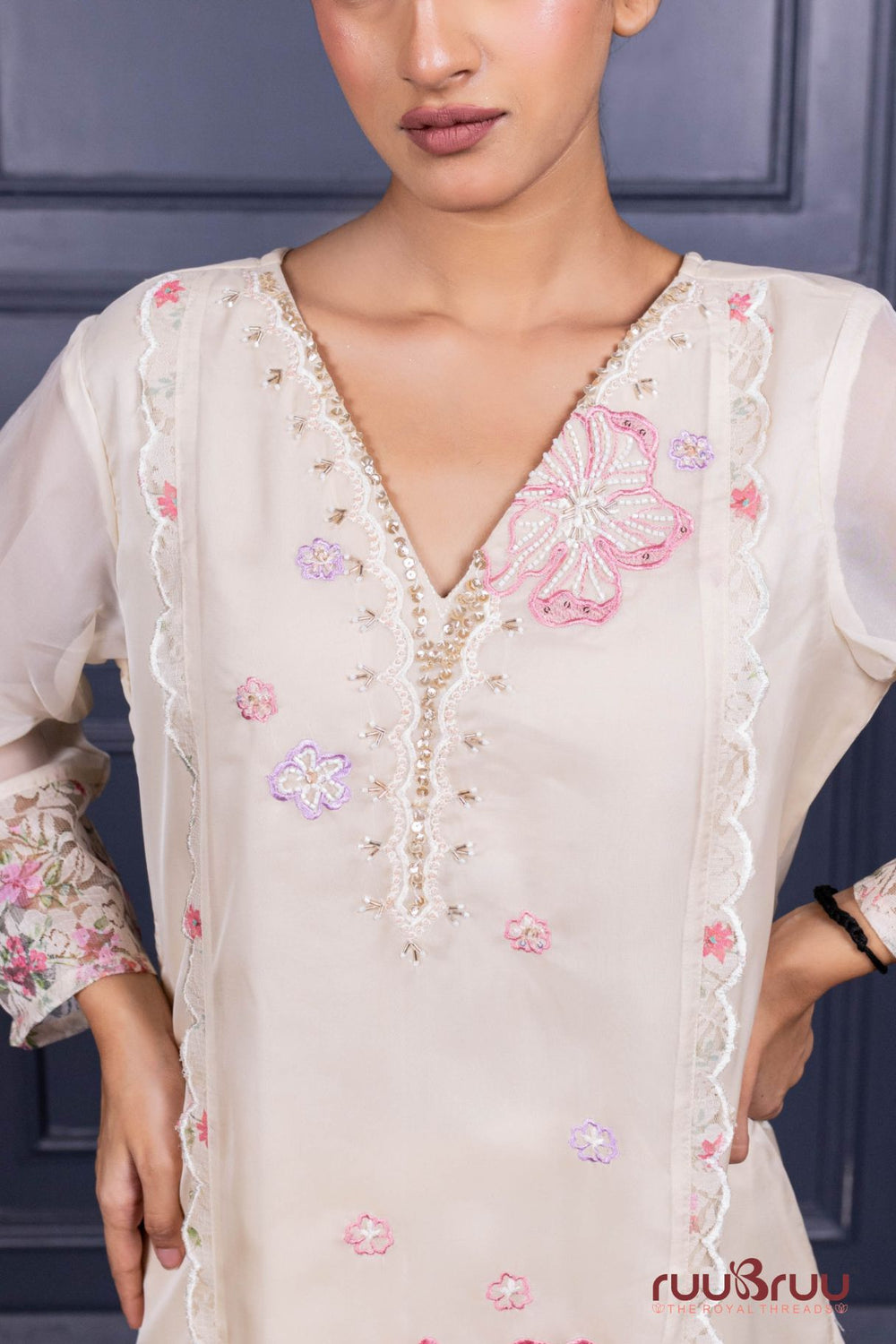 Premium Organza Silk Ladies Suit with Handwork & Embroidery.