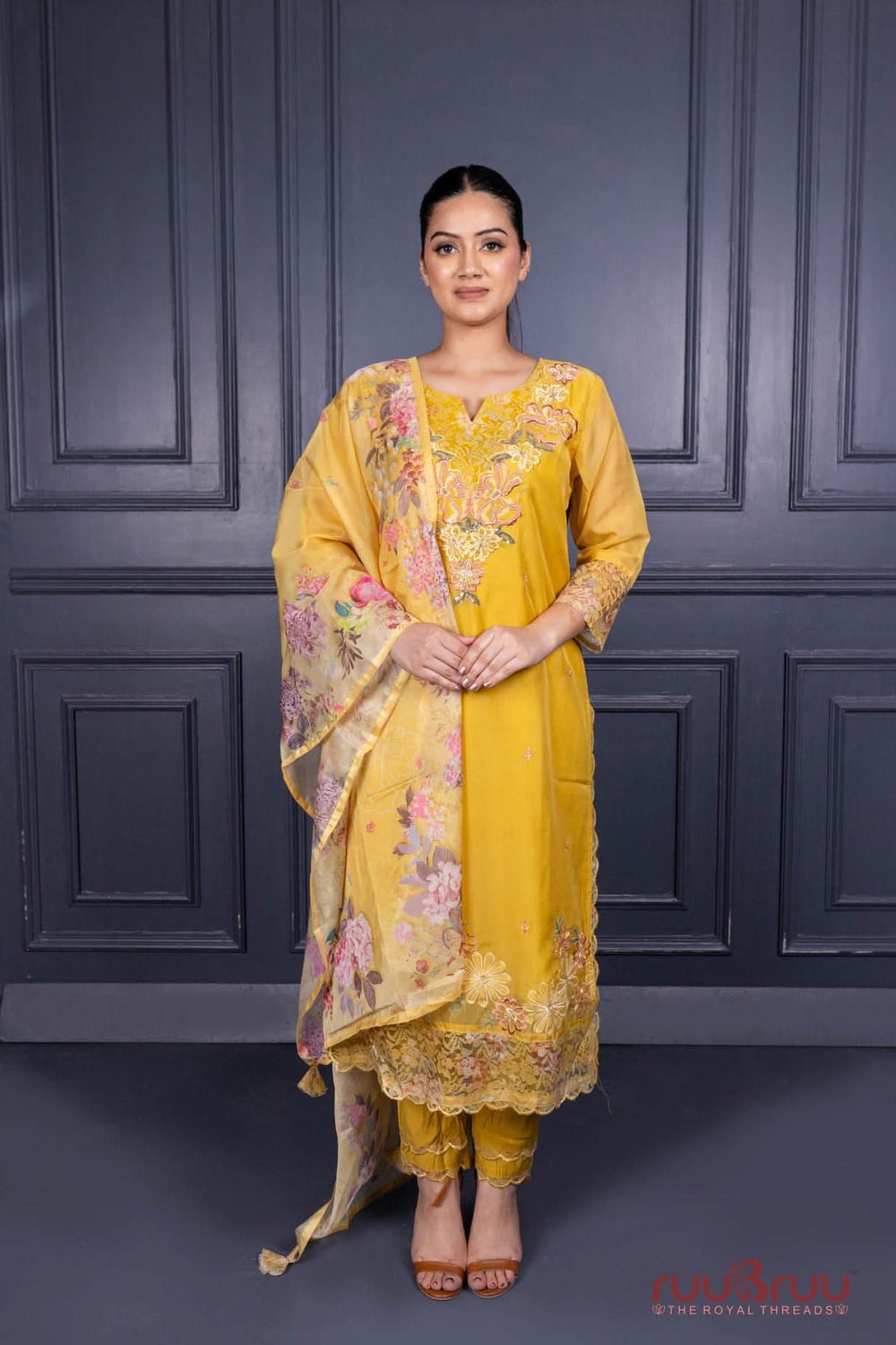 Premium Organza Silk Ladies Suit with Handwork & Embroidery.