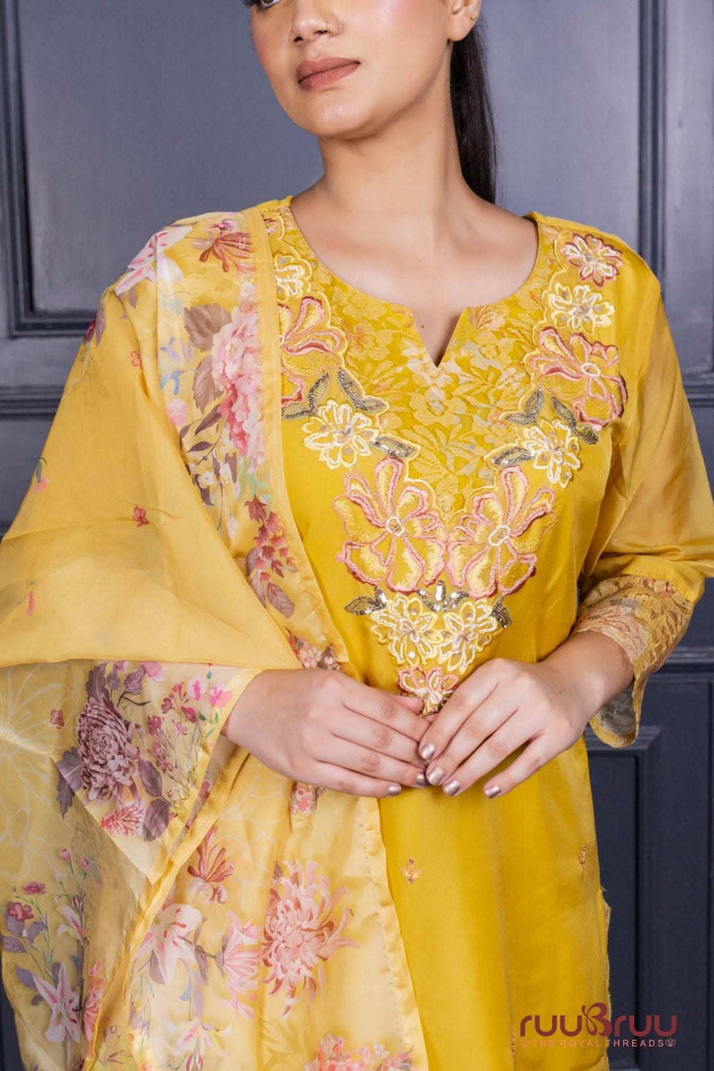 Premium Organza Silk Ladies Suit with Handwork & Embroidery.