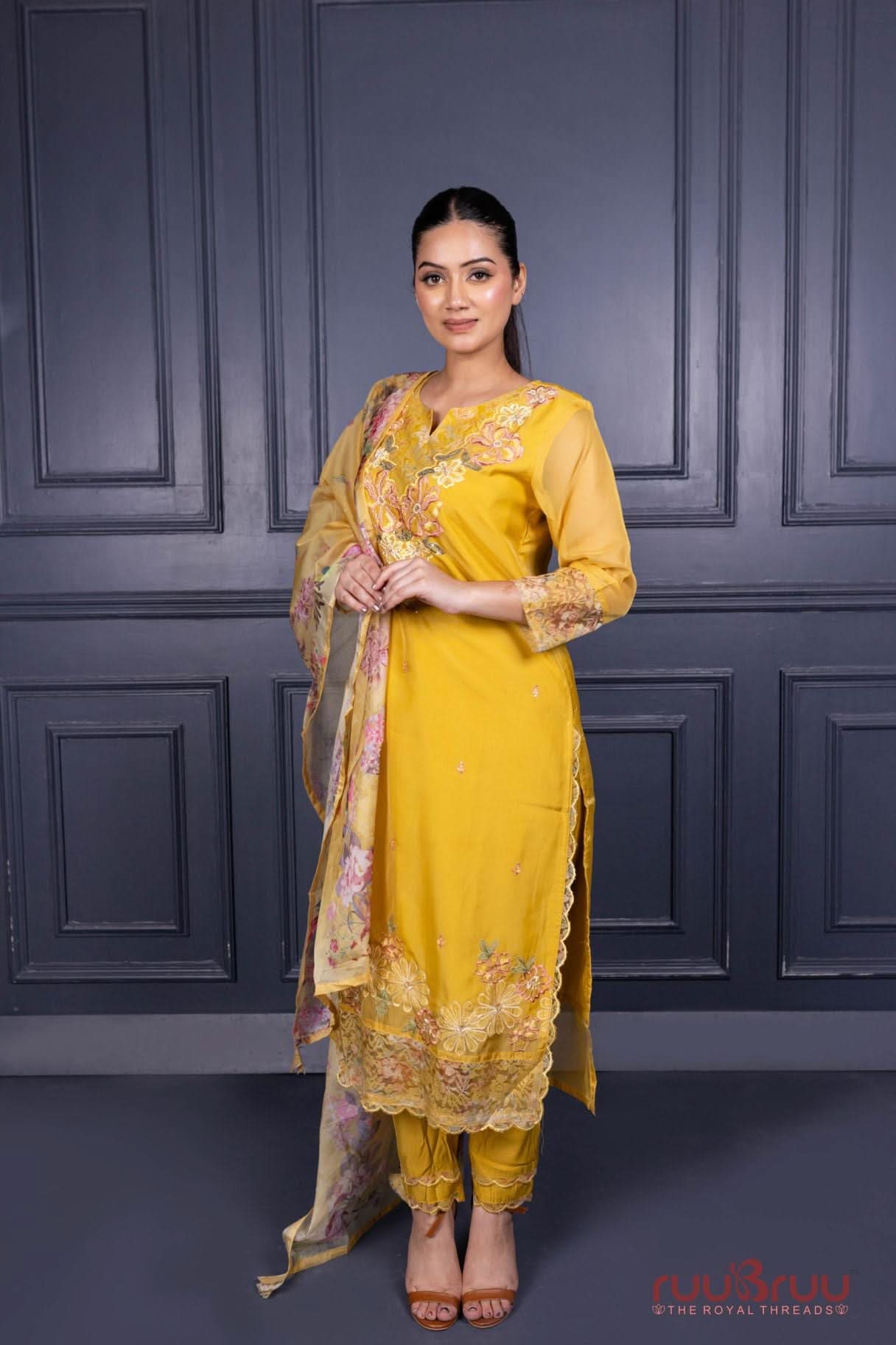 Premium Organza Silk Ladies Suit with Handwork & Embroidery.
