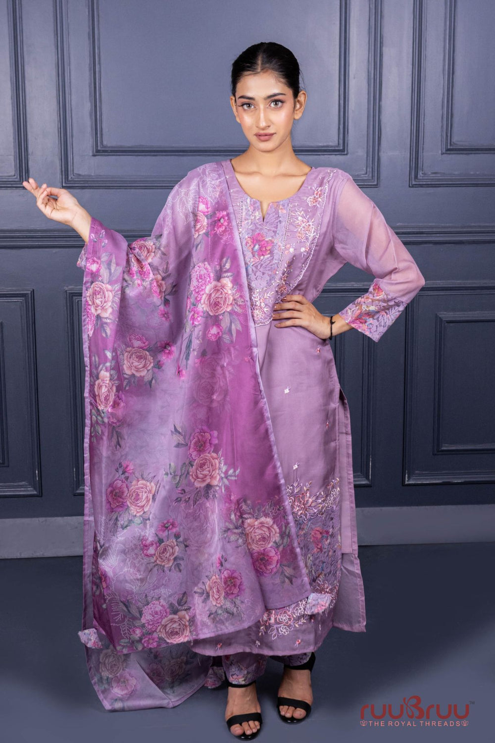 Premium Organza Silk Ladies Suit with Handwork & Embroidery.