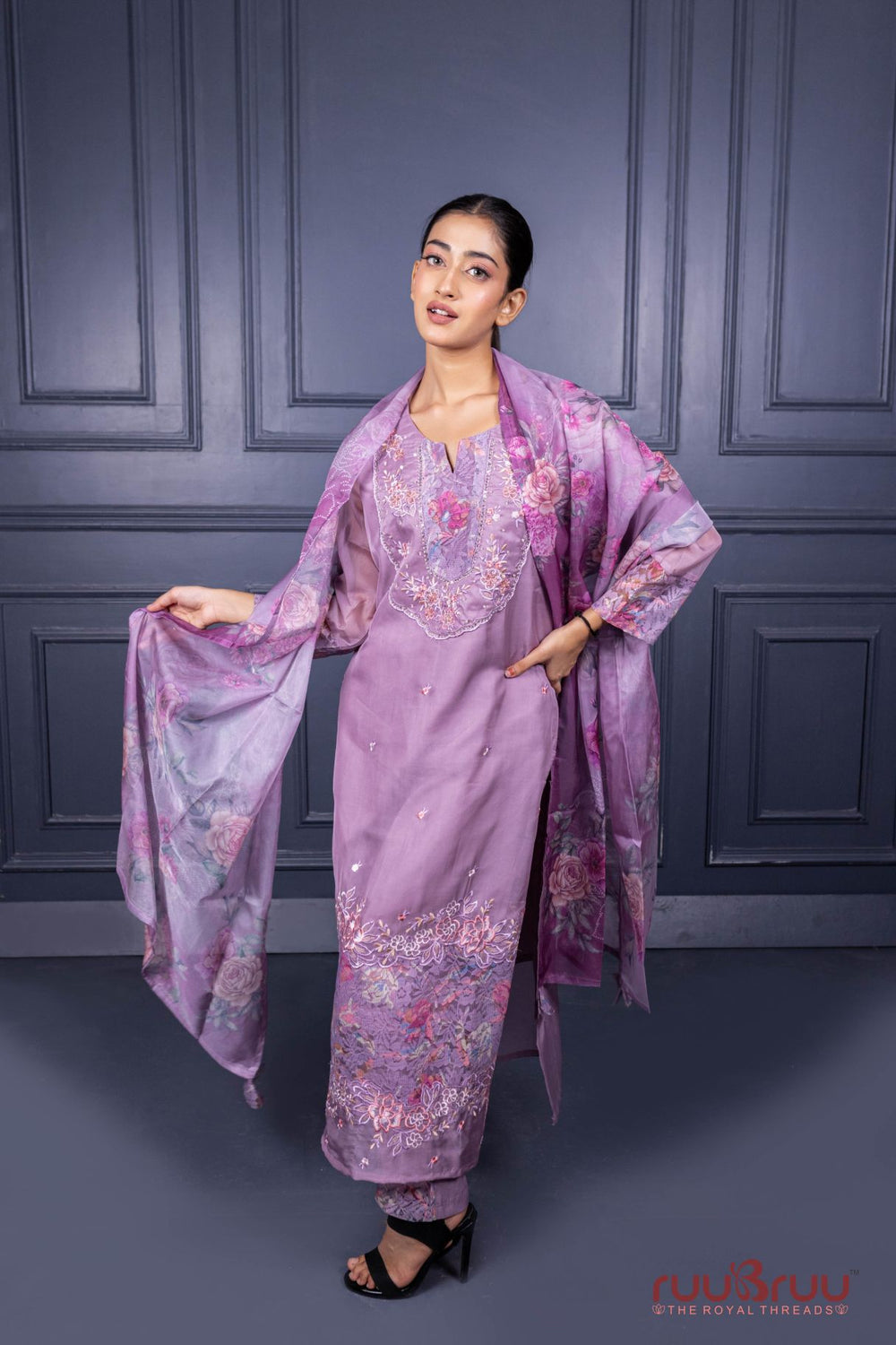 Premium Organza Silk Ladies Suit with Handwork & Embroidery.