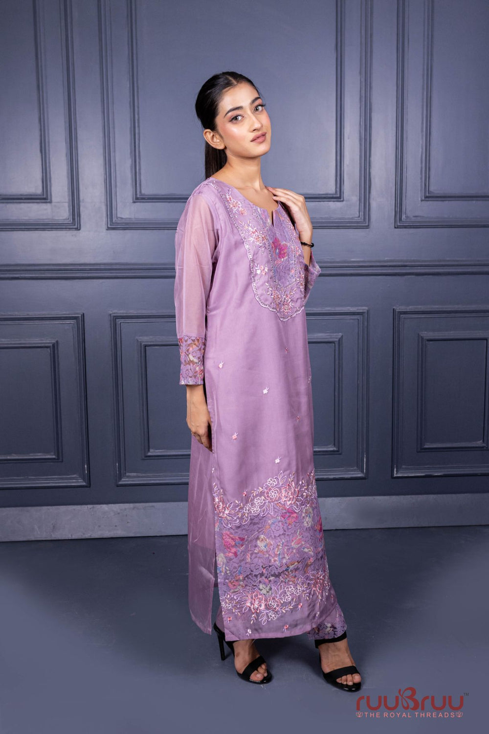 Premium Organza Silk Ladies Suit with Handwork & Embroidery.