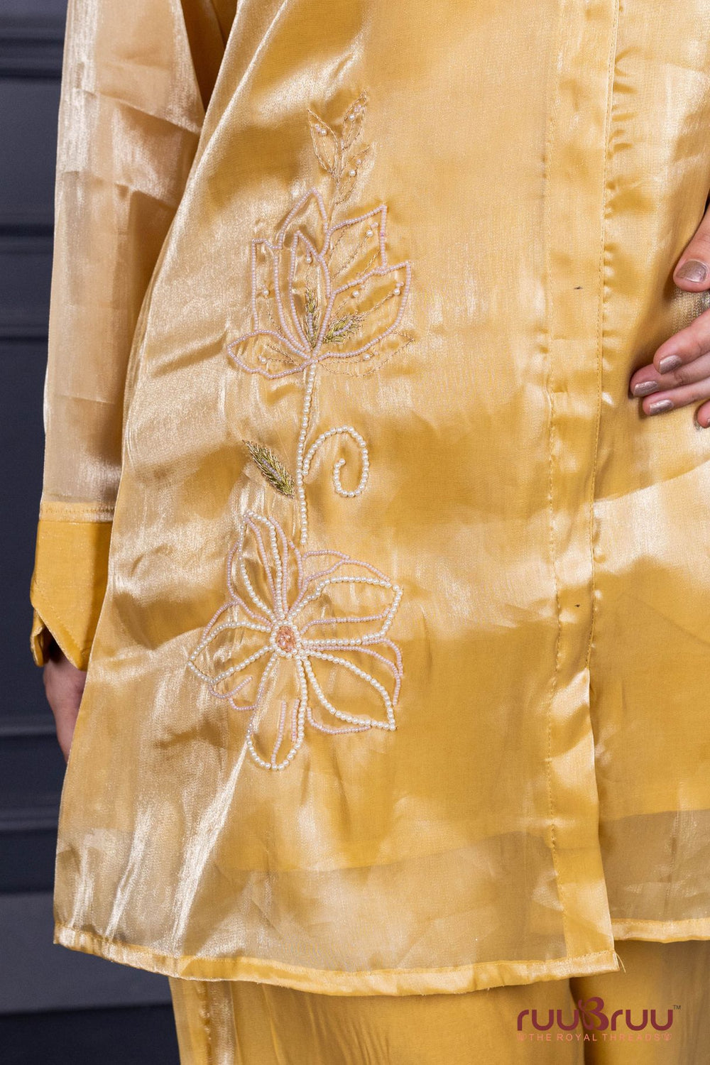 Premium Viscose Silk Cord Set with Designer Culottes-Style Pant