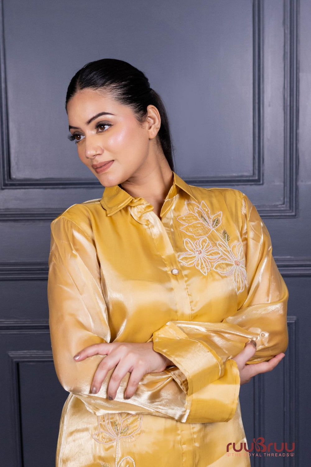 Premium Viscose Silk Cord Set with Designer Culottes-Style Pant