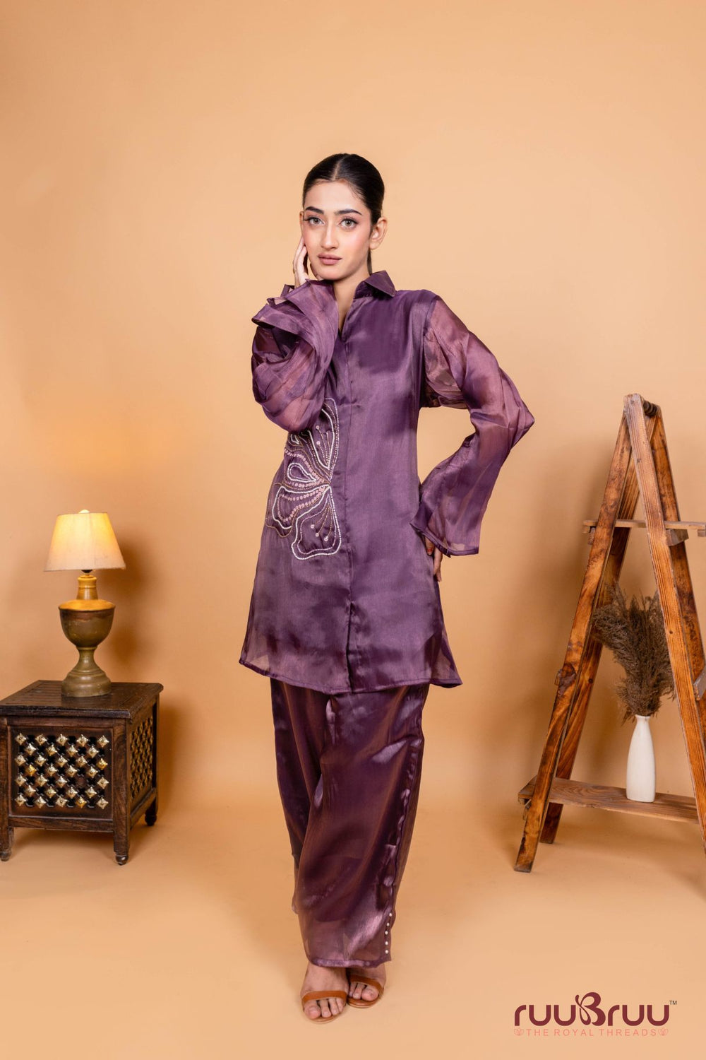 Premium Viscose Silk Cord Set with Designer Culottes-Style Pant