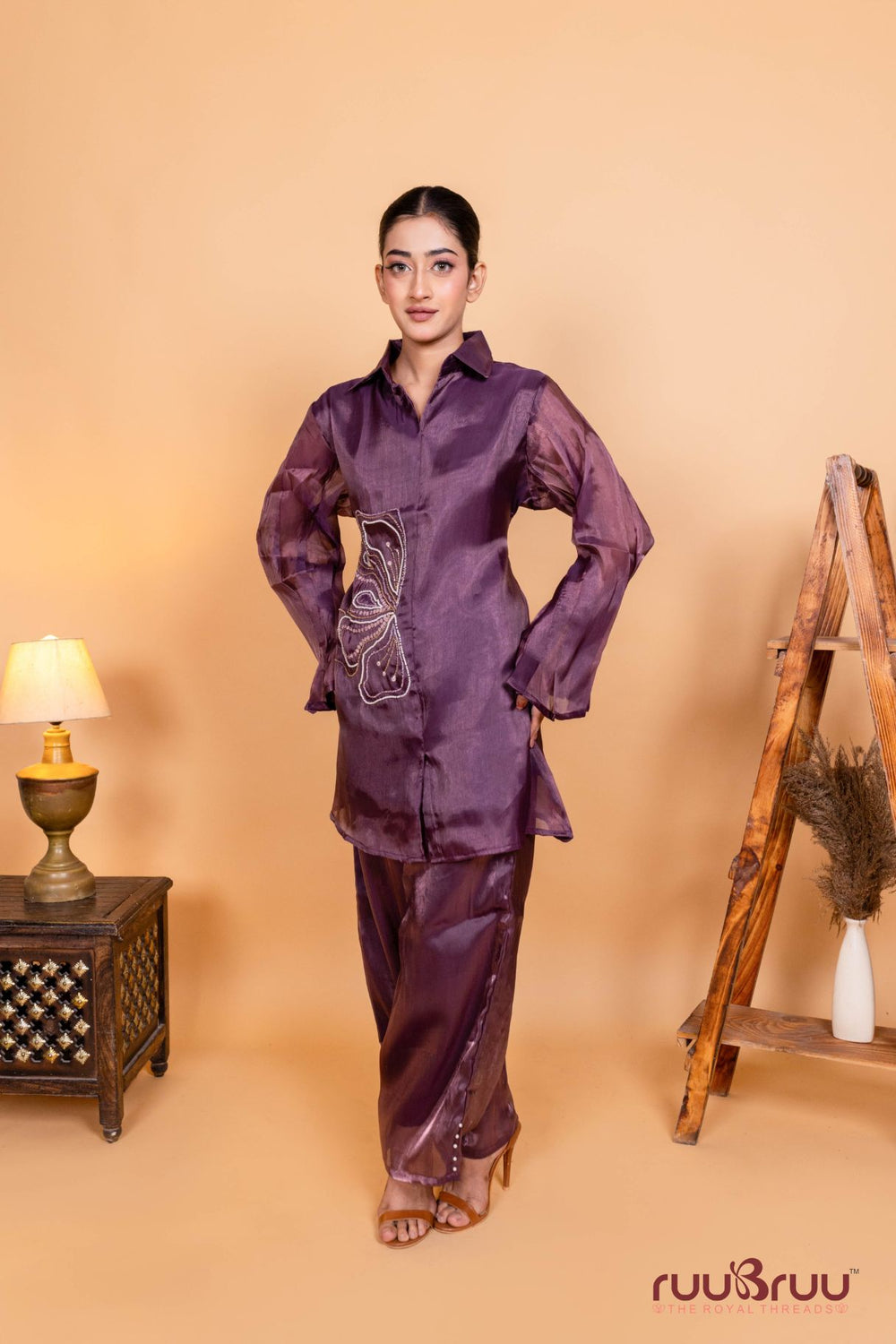 Premium Viscose Silk Cord Set with Designer Culottes-Style Pant