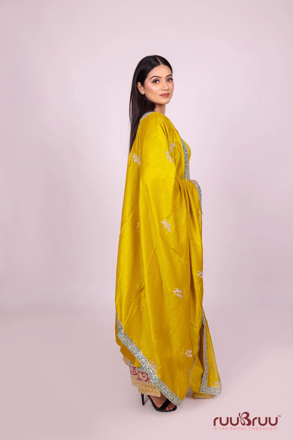 Designer Heavy Embroided Pure Silk Shimmer Suit