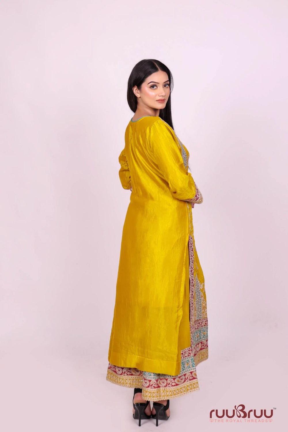 Designer Heavy Embroided Pure Silk Shimmer Suit