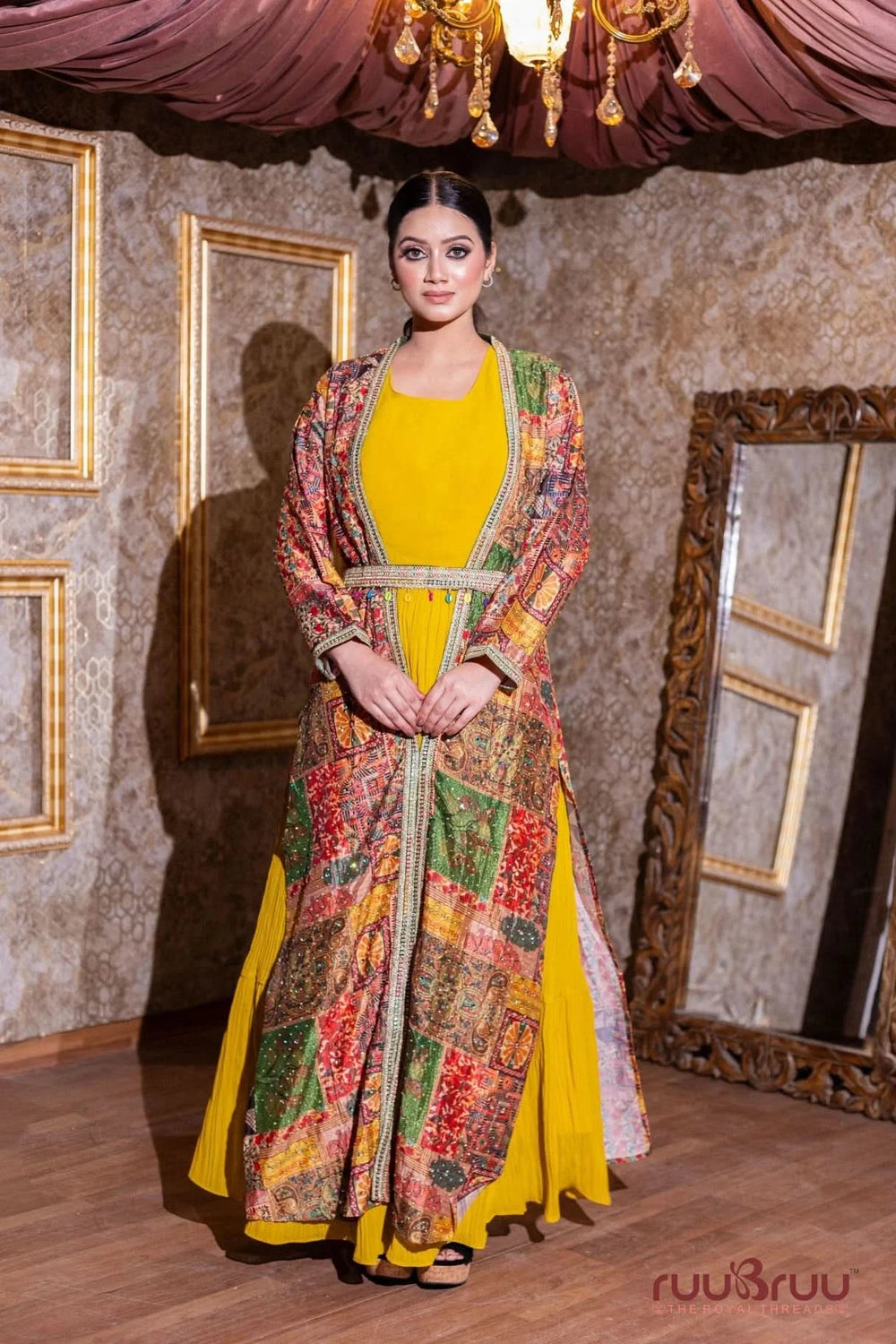 Designer Gown with Long Silk Shrug.