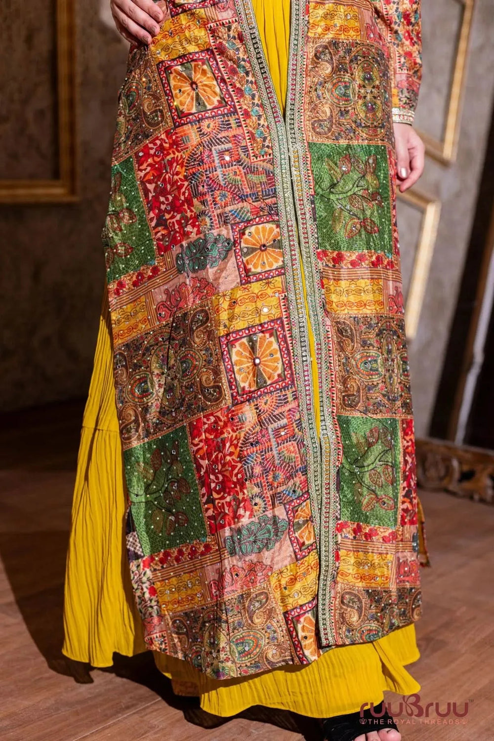 Designer Gown with Long Silk Shrug.
