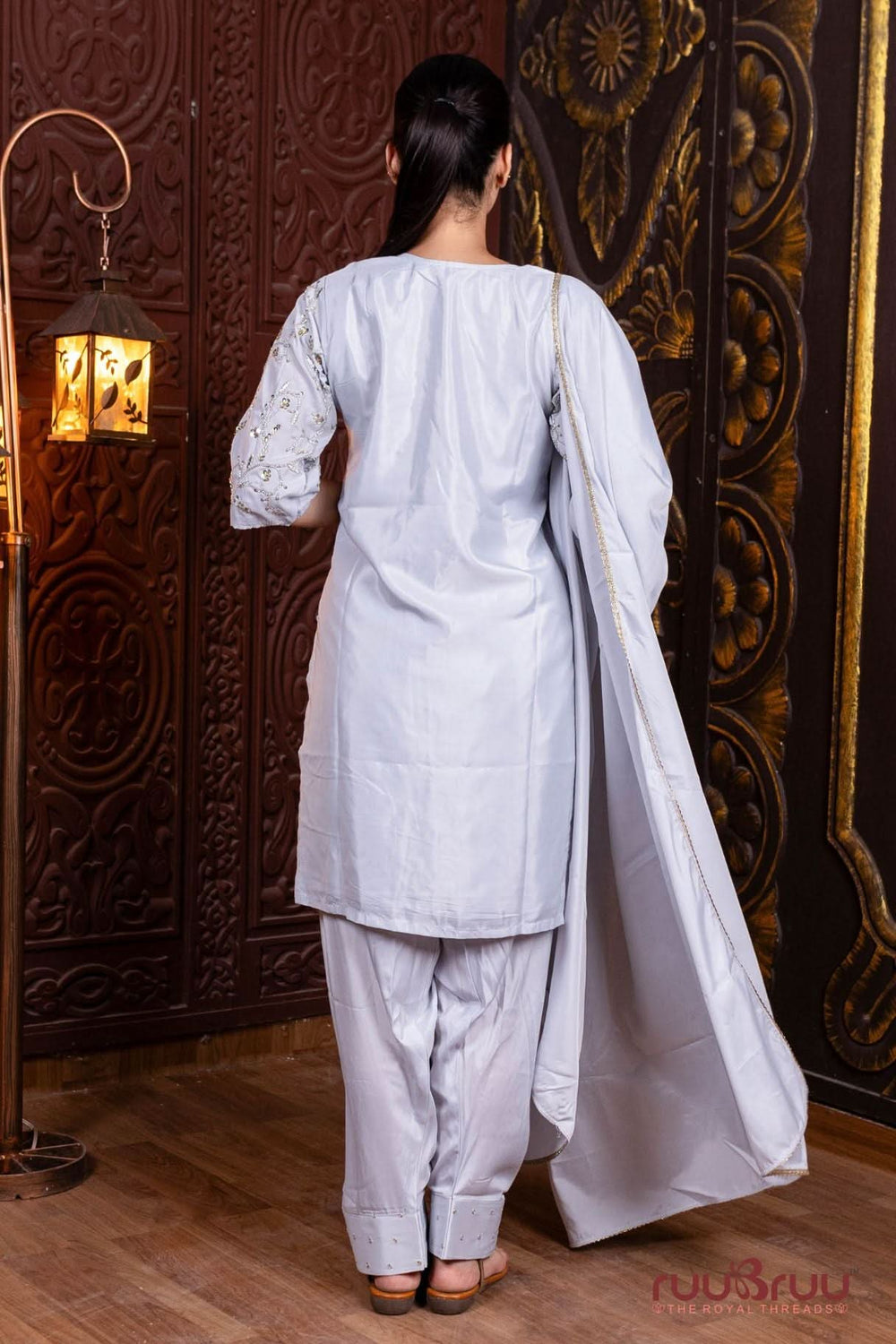 Designer Farsi-Style Suit with Hand Embroidery