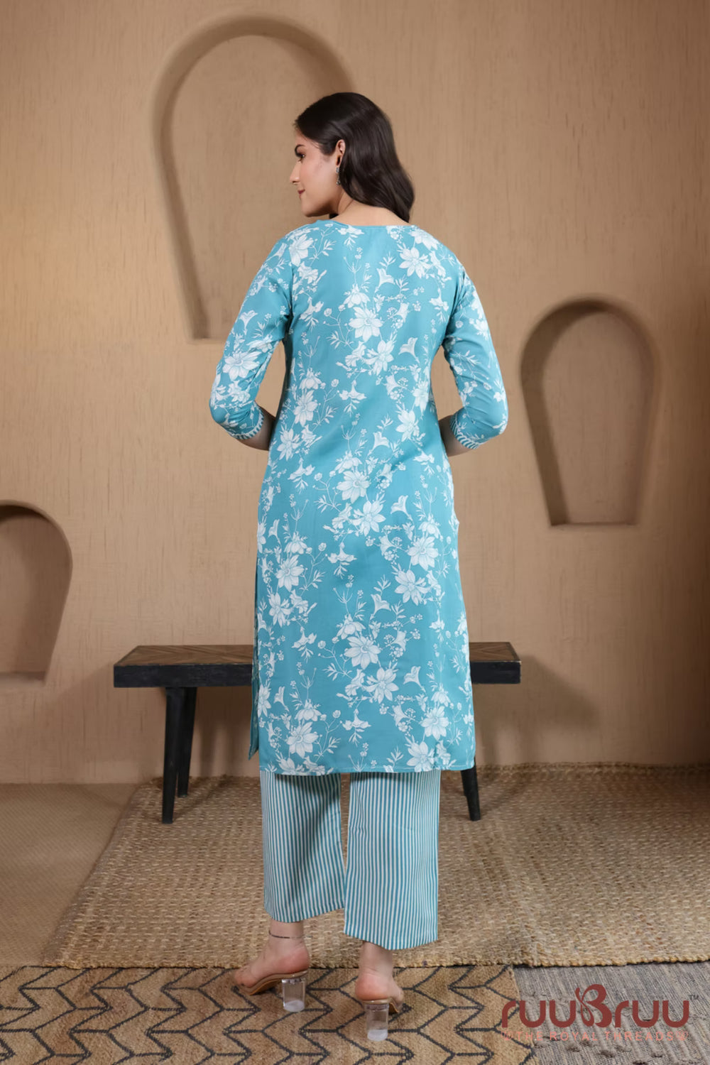 Malai Cotton 3 Pcs Suit with elegant yoke embellishment.