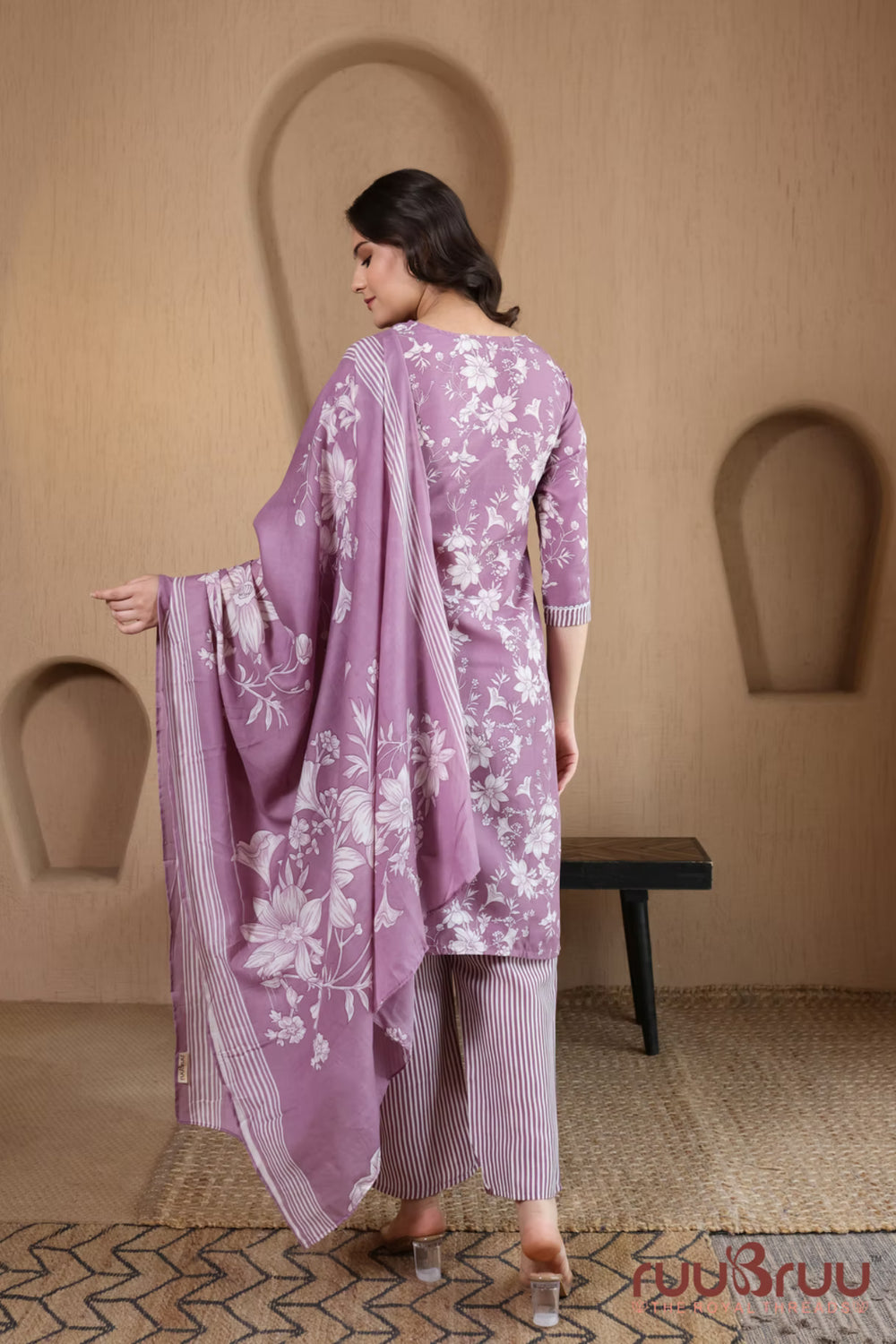 Malai Cotton 3 Pcs Suit with elegant yoke embellishment.