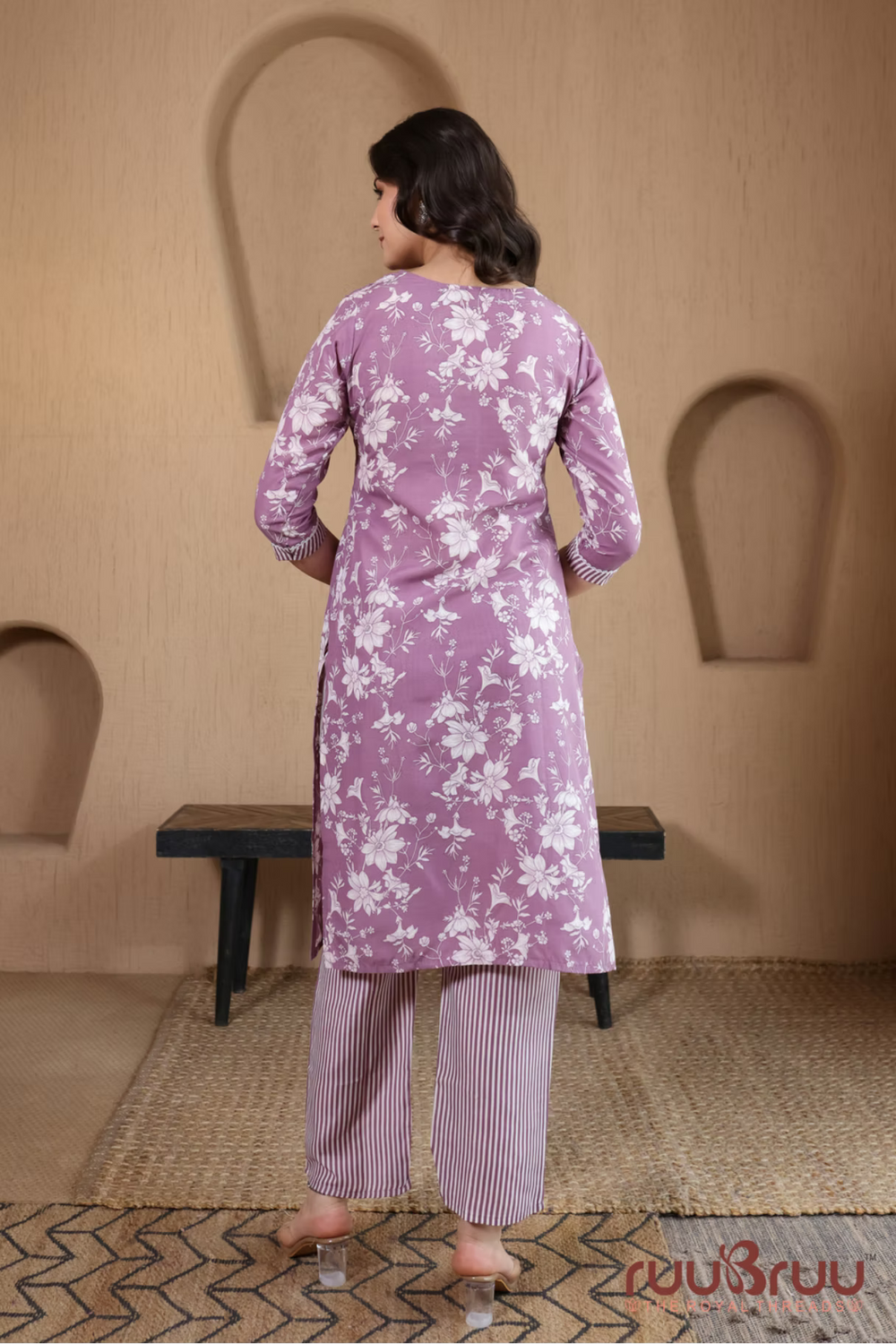 Malai Cotton 3 Pcs Suit with elegant yoke embellishment.