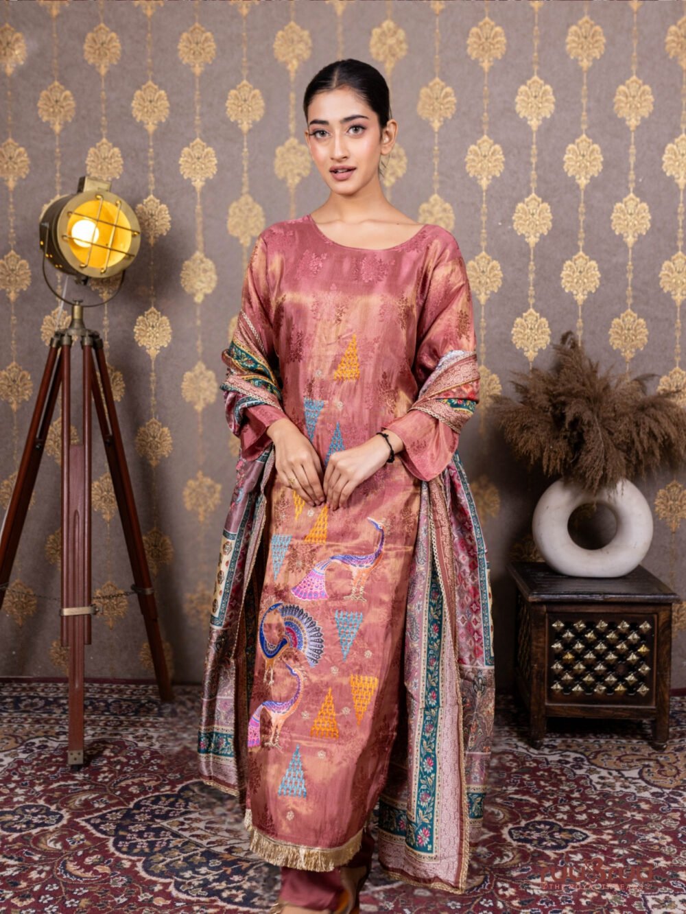 Pure Silk Shimmer Ladies Suit with Dori Embroidery.