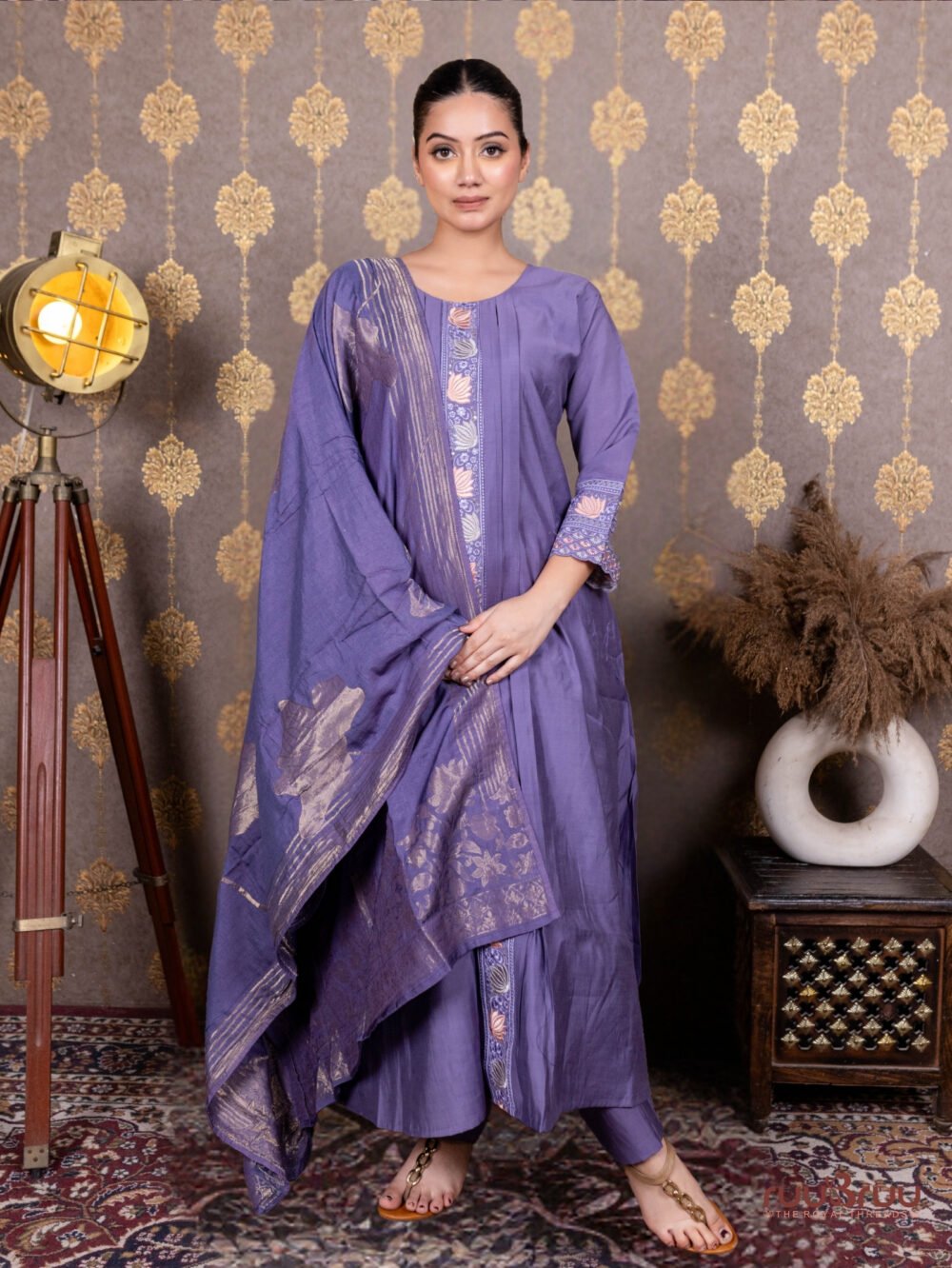 Pure Modal Ladies Suit with Pure Muslin Kasab Zari Dupatta.