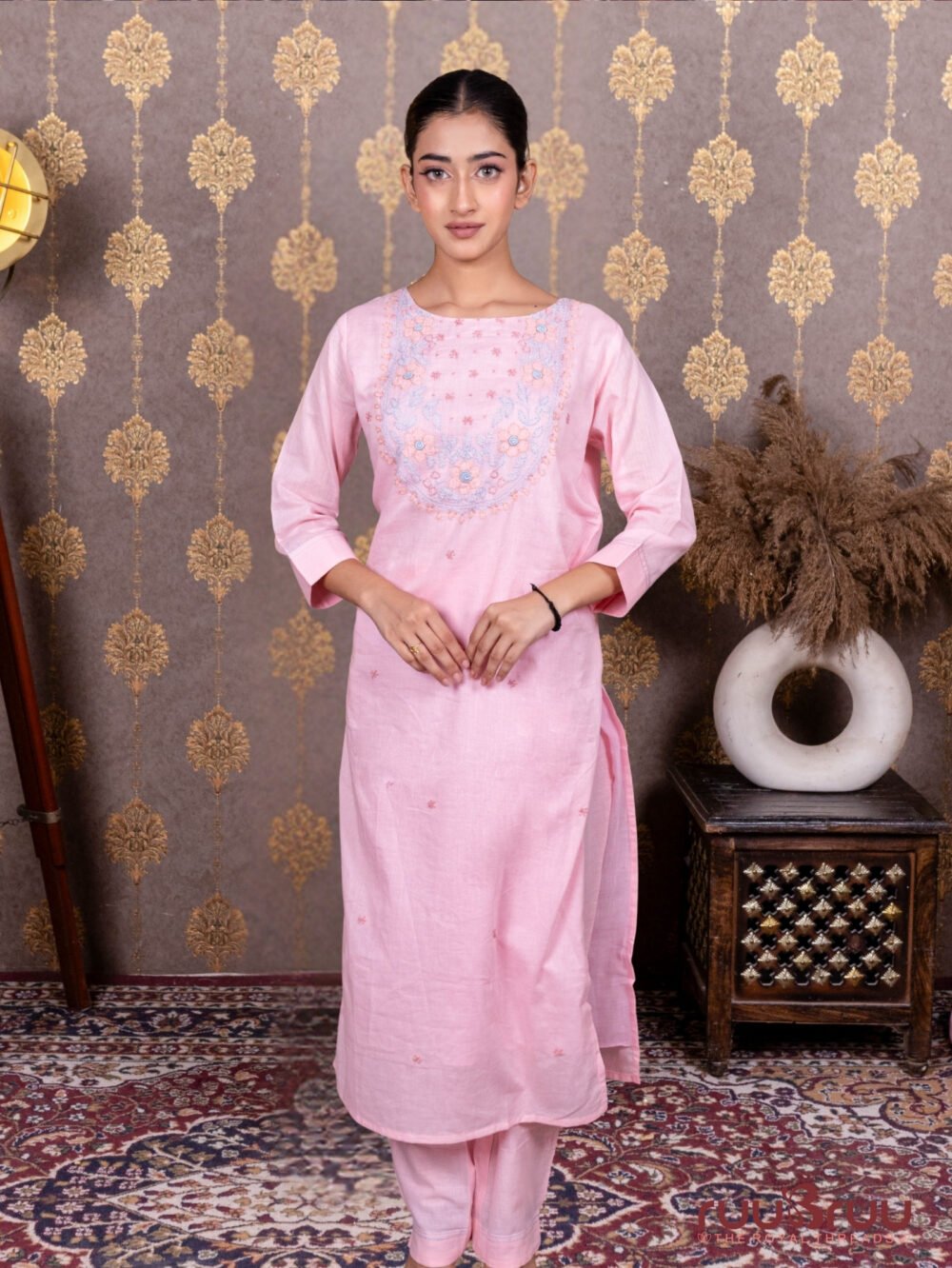 Pure Mal Cotton Ladies Suit with Embroidery Work.