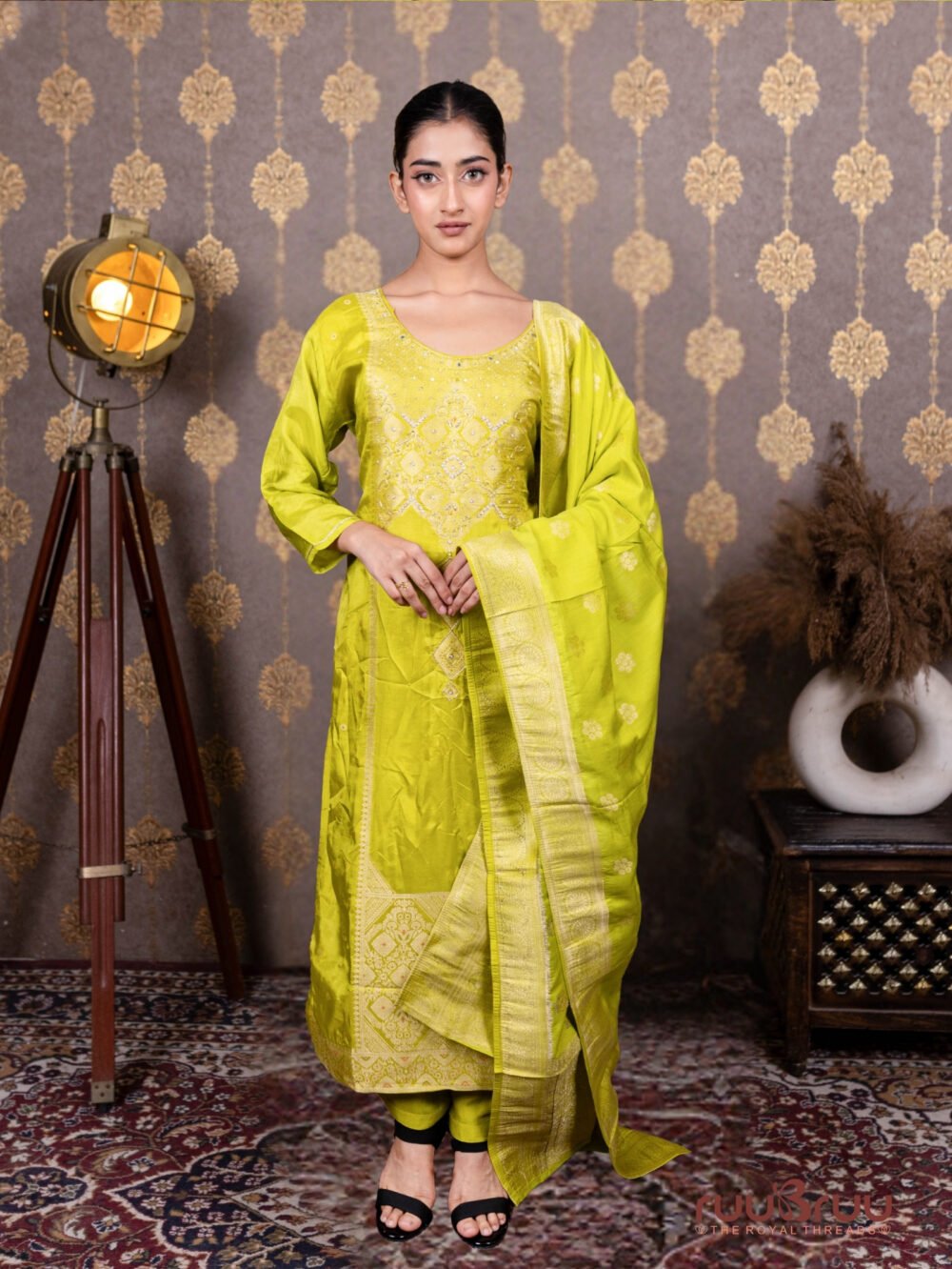 Banarasi Dola Silk Ladies Suit with Banarasi Dola Silk Dupatta.