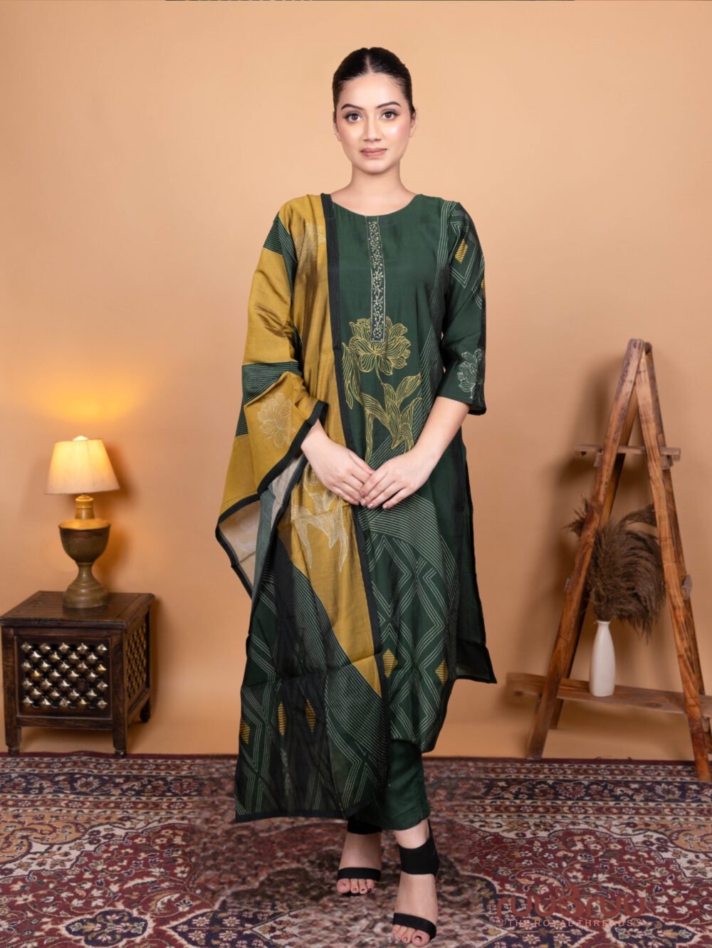 Roman Silk Ladies Suit with Digital Print.