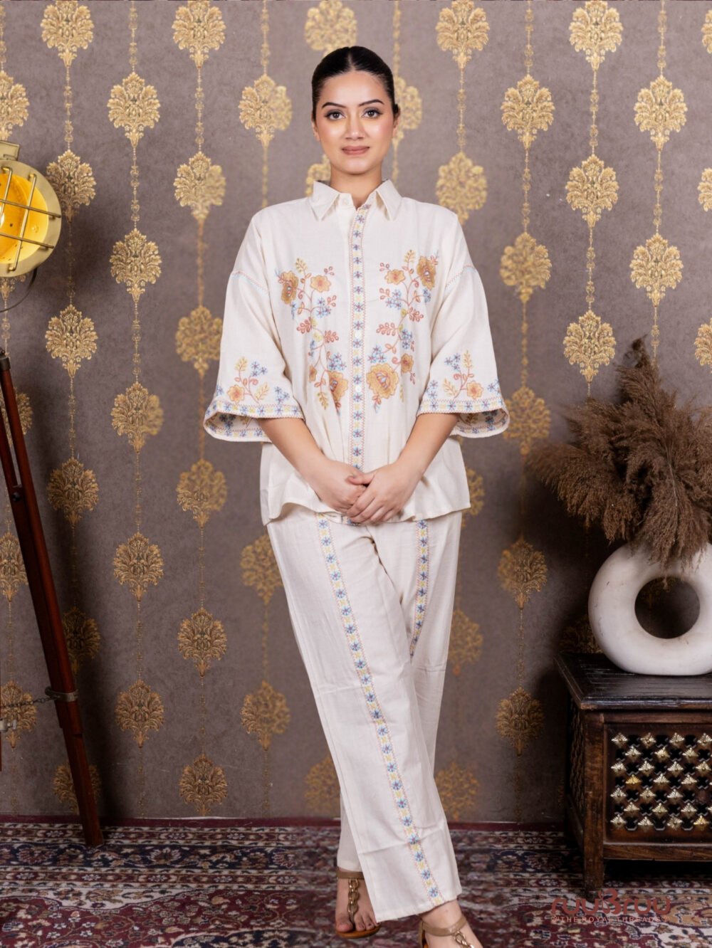 Ladies Cord Set in Cotton Flex with Print.