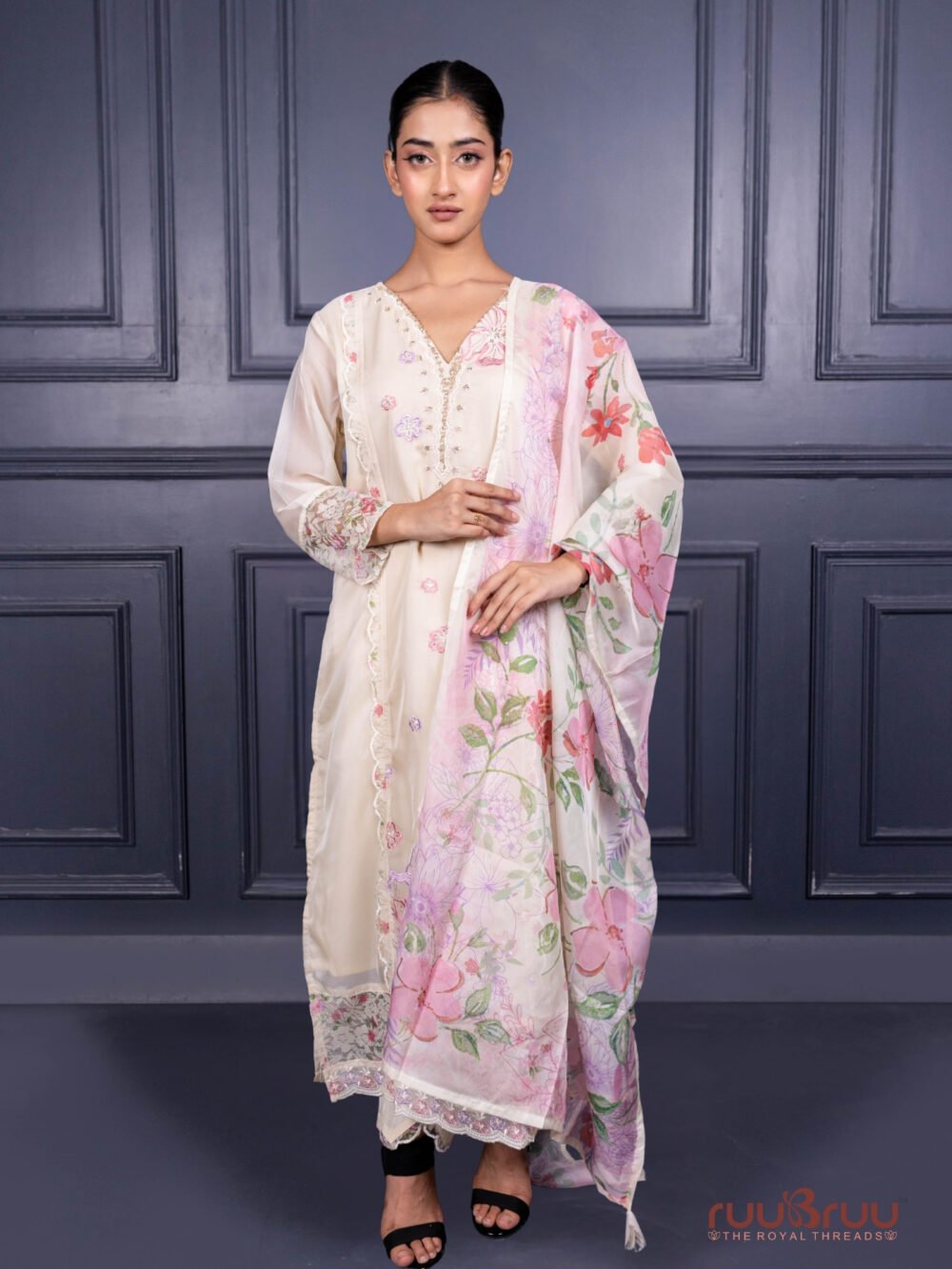 Premium Organza Silk Ladies Suit with Handwork & Embroidery.