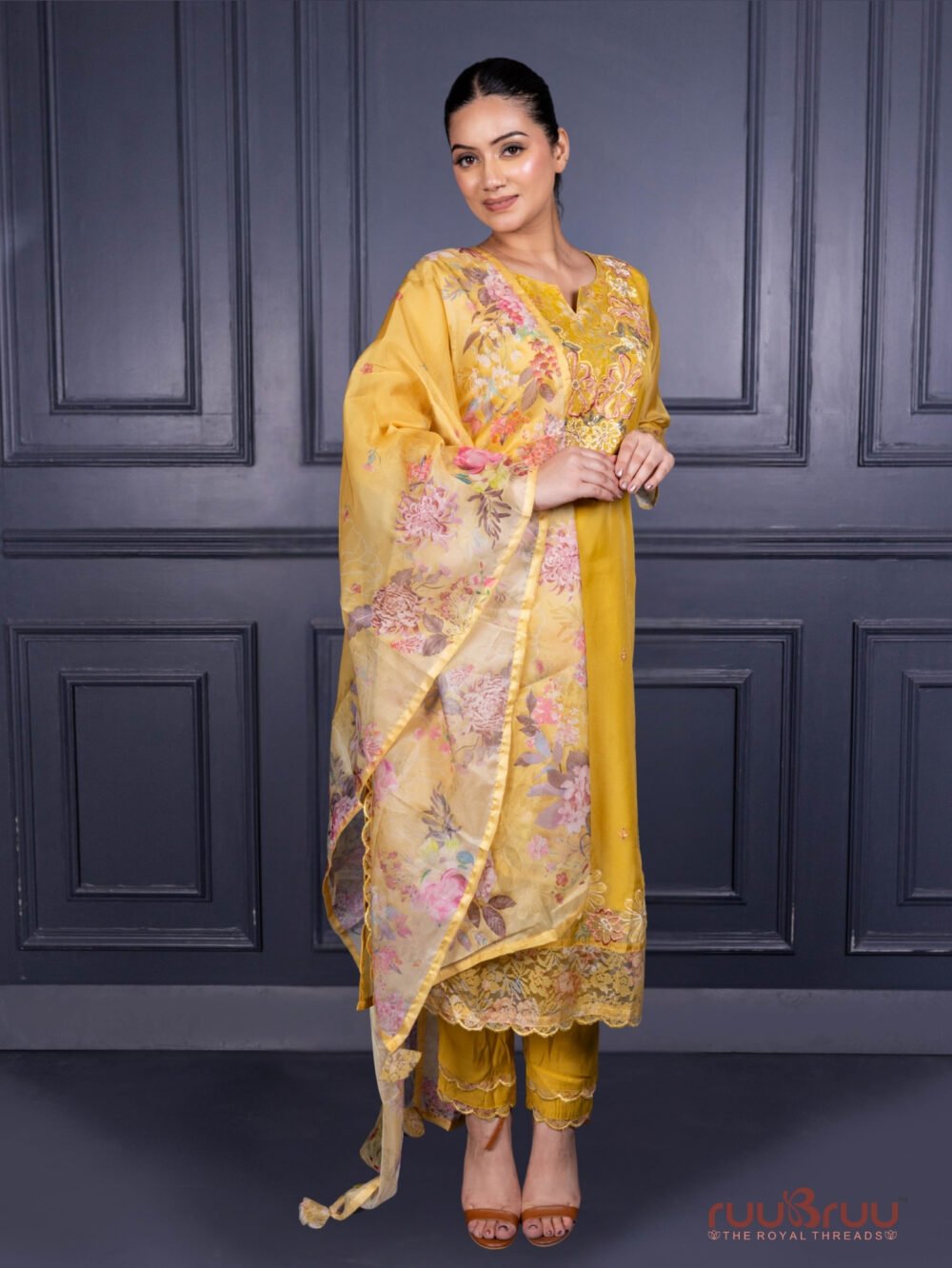 Premium Organza Silk Ladies Suit with Handwork & Embroidery.