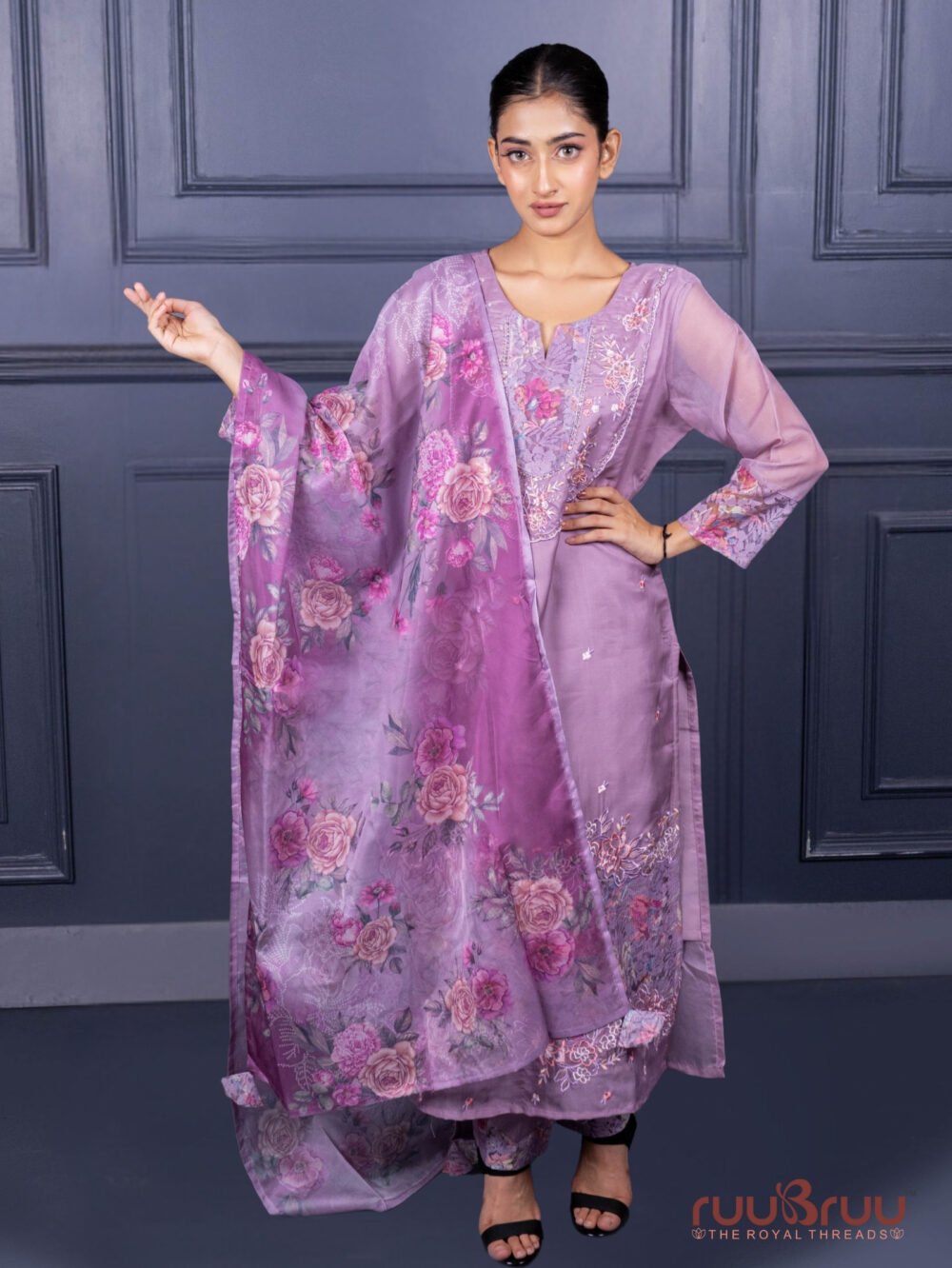 Premium Organza Silk Ladies Suit with Handwork & Embroidery.