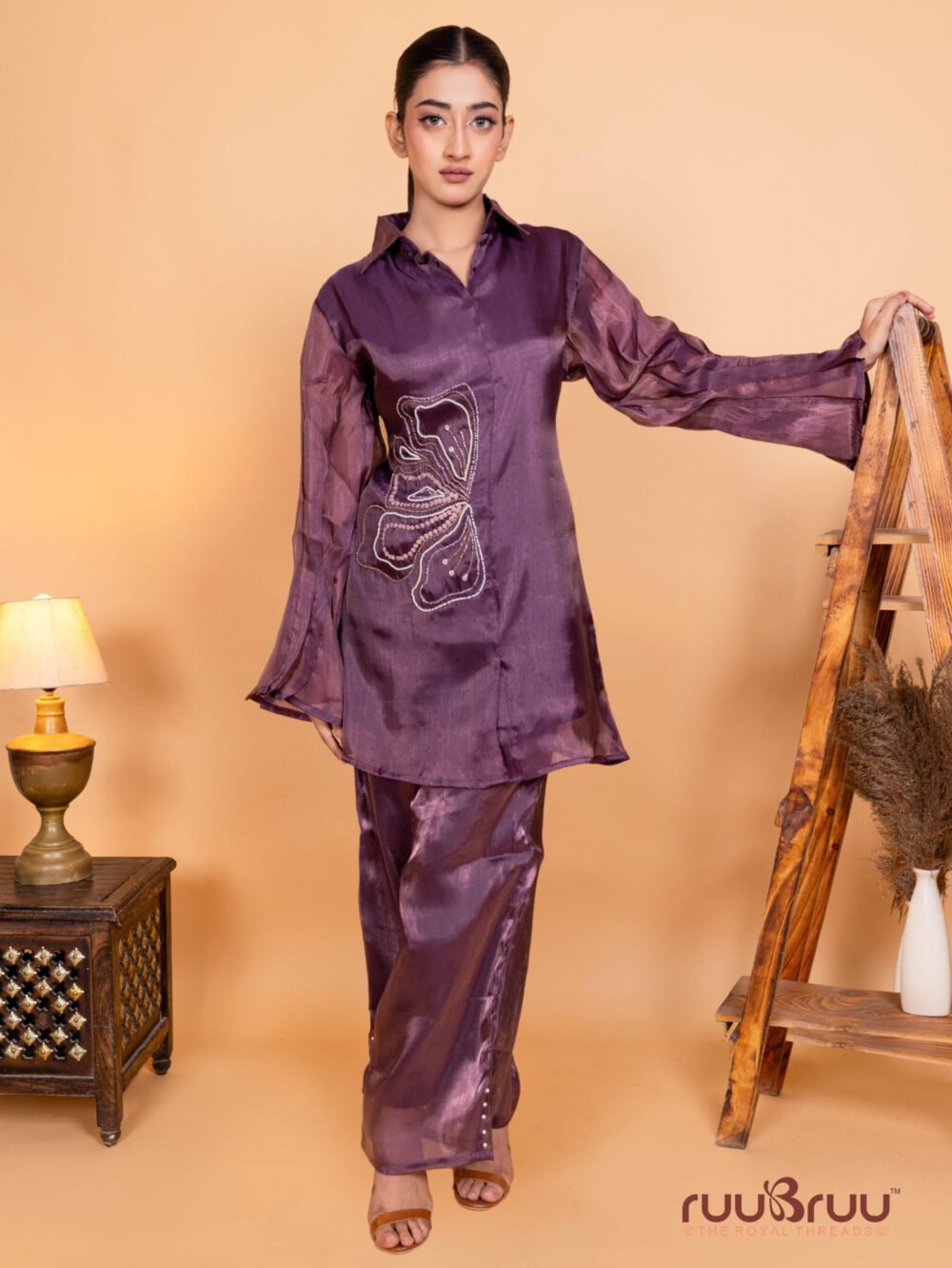 Premium Viscose Silk Cord Set with Designer Culottes-Style Pant