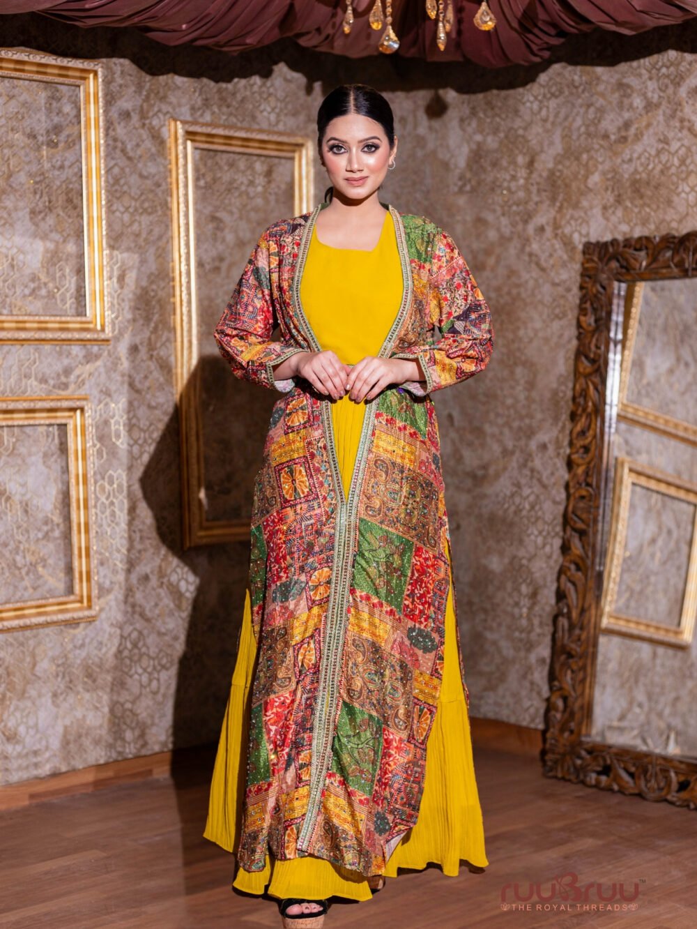 Designer Gown with Long Silk Shrug.